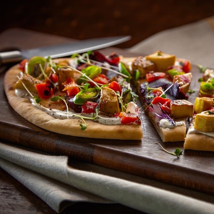 Roasted Vegetable Flatbread with Alfredo Sauce